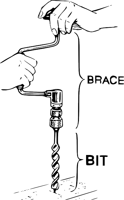 Drawn instructions for how to use a handheld drill